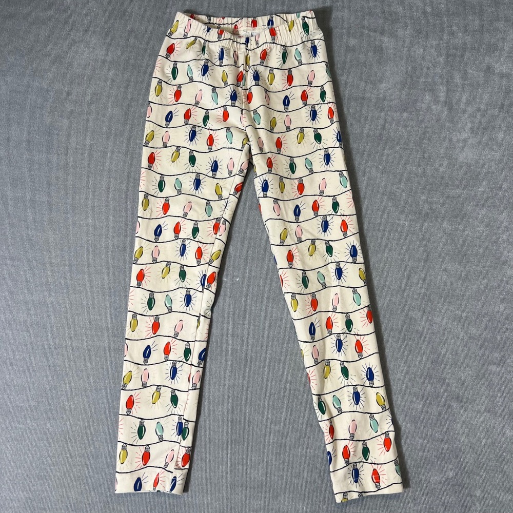 Hanna Andersson Classic Christmas Light Bulb Leggings Kids Size 8 130cm Ivory